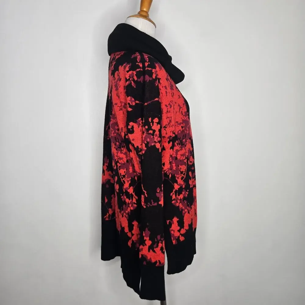 Diane von Furstenberg Merino Wool Floral Sweater Cowl Neck Bold Artsy Women XS